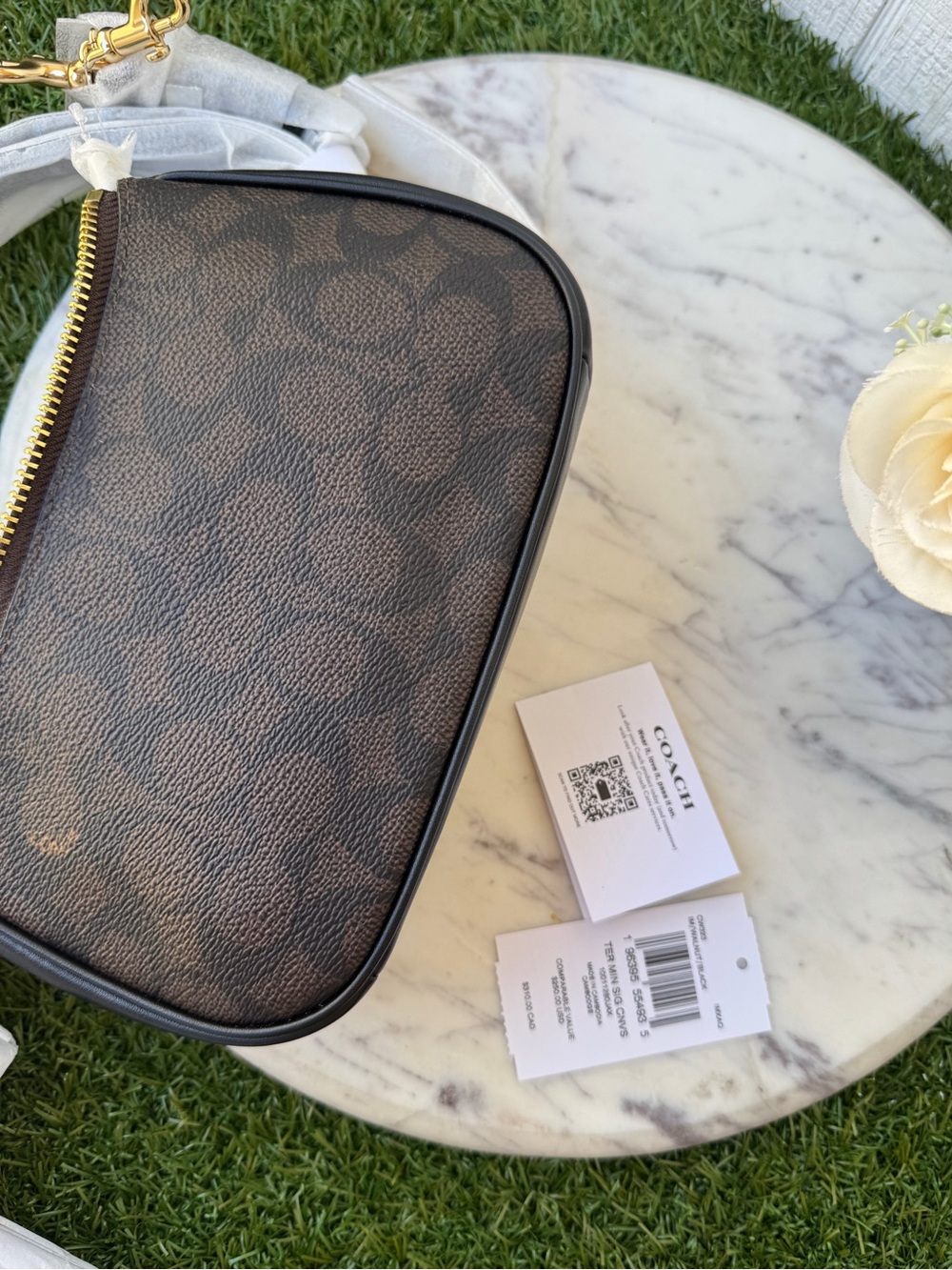 Coach Teri mini signature Canvas Shoulder Bag in Black and Dark Brown crossbody - Picture 12 of 16